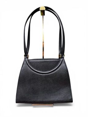 Vintage Bally Black Pebbled Leather Shoulder Bag Minimalist Y2K